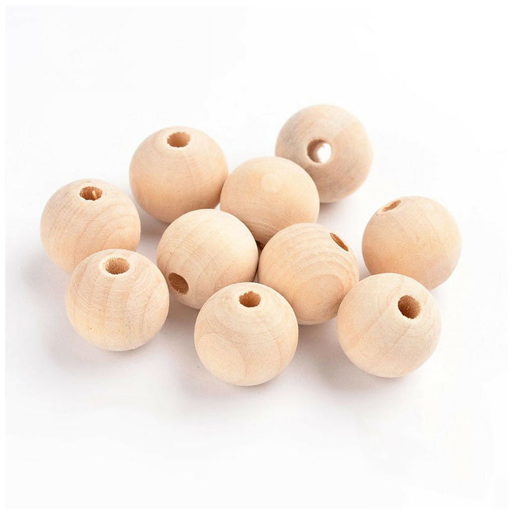 50 x 20mm Natural Wooden Beads Ball Beads For Necklace Bracelet DIY Craft