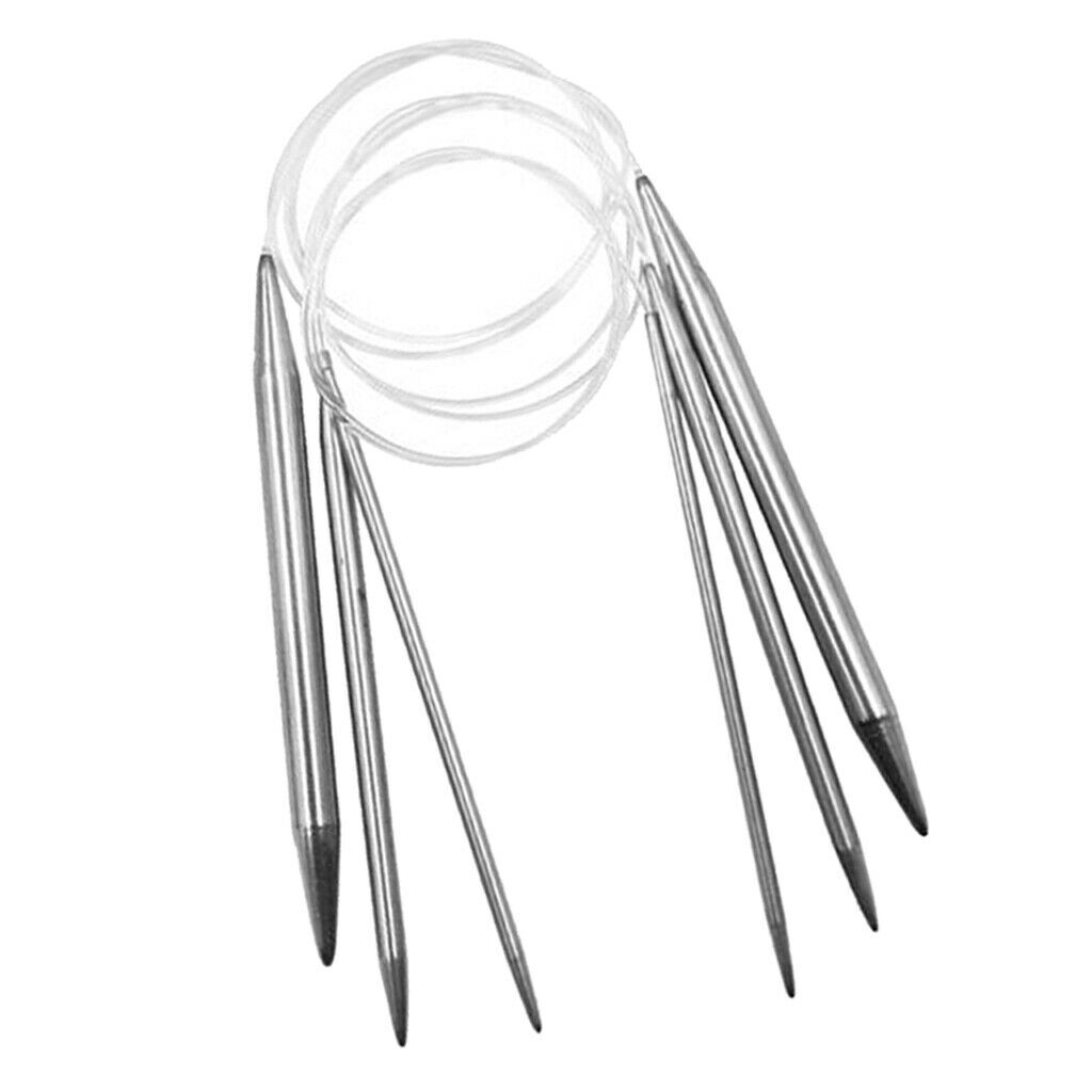 3pcs 80cm Circular Knitting Needles with Clear Tubes Double-Pointed