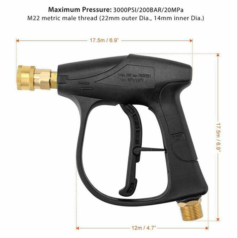 Car Wash 3/8" Inlet 3000 PSI High Pressure Washer Spray Gun + 5 Spray Noz XC