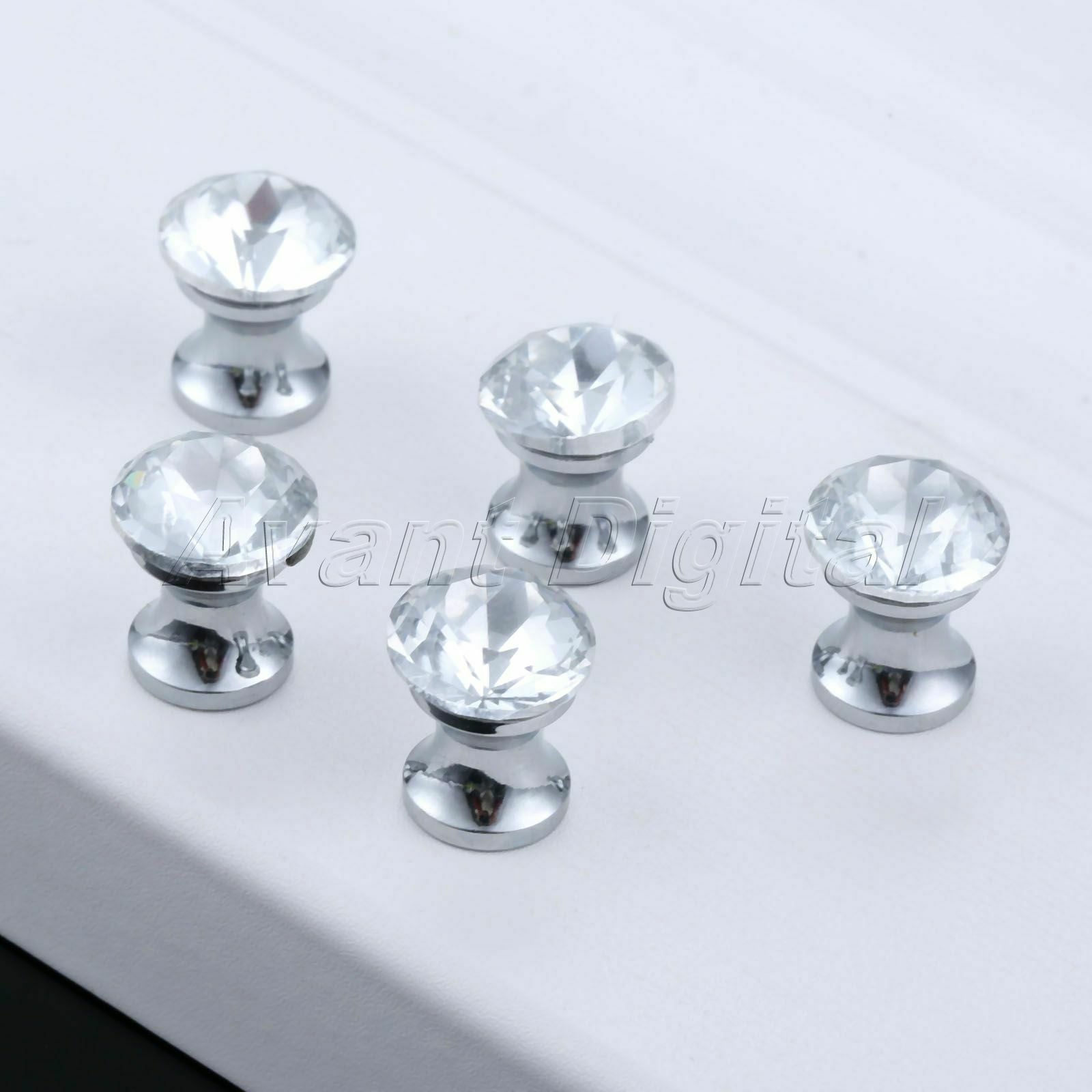 5Pcs Clear Diamond Shape Drawer Cabinet Crystal Glass Handles Door Pull Knobs