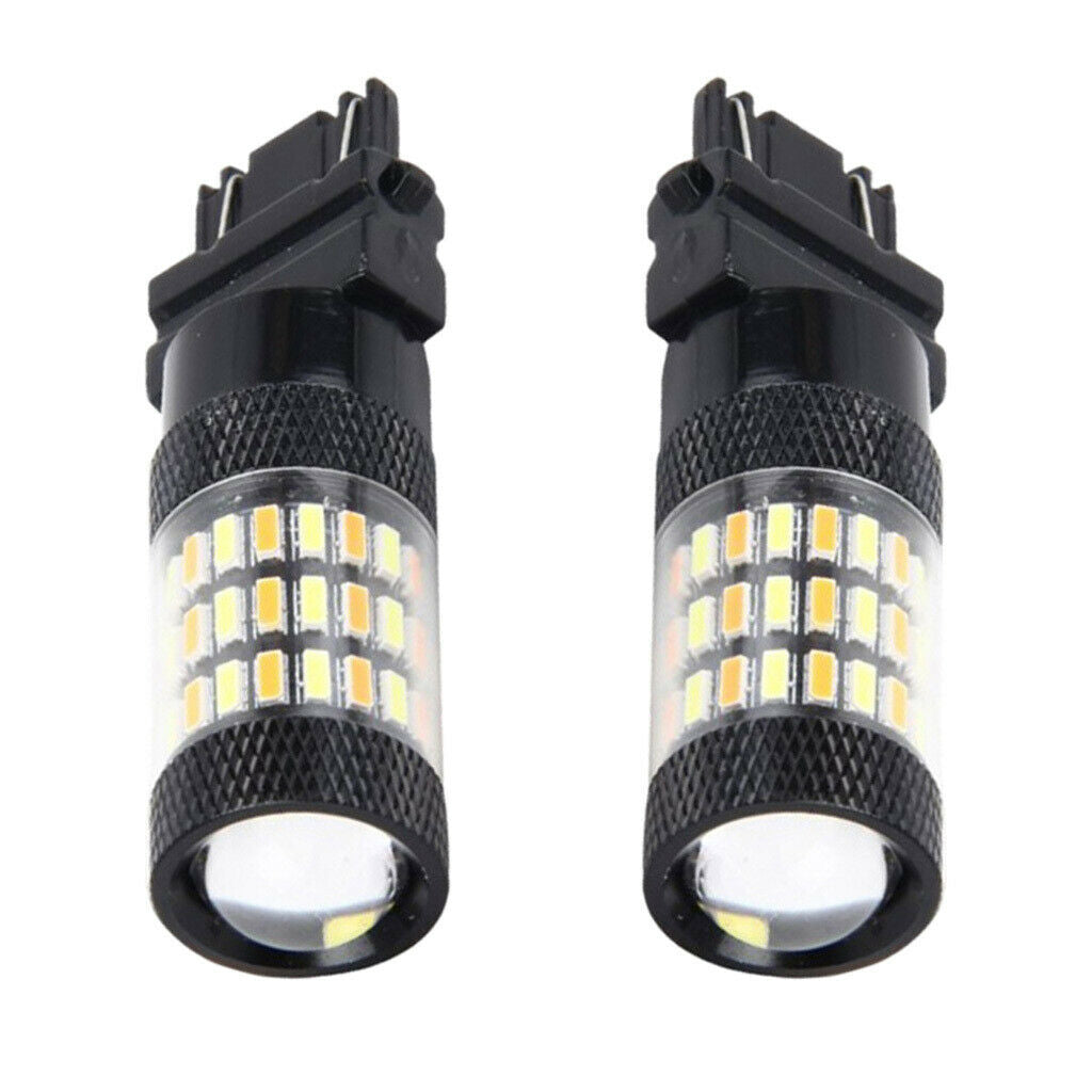 2 Pieces 3157-4014-60SMD LED Turn Signal Fog Driving Light Bulbs Amber+White