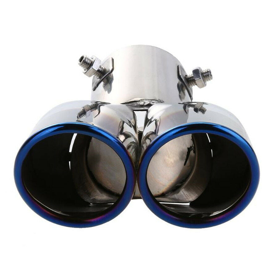 Durable Blue Burnt Polished Steel Car Dual Exhaust Rear Pipes Tail Tip Protecter