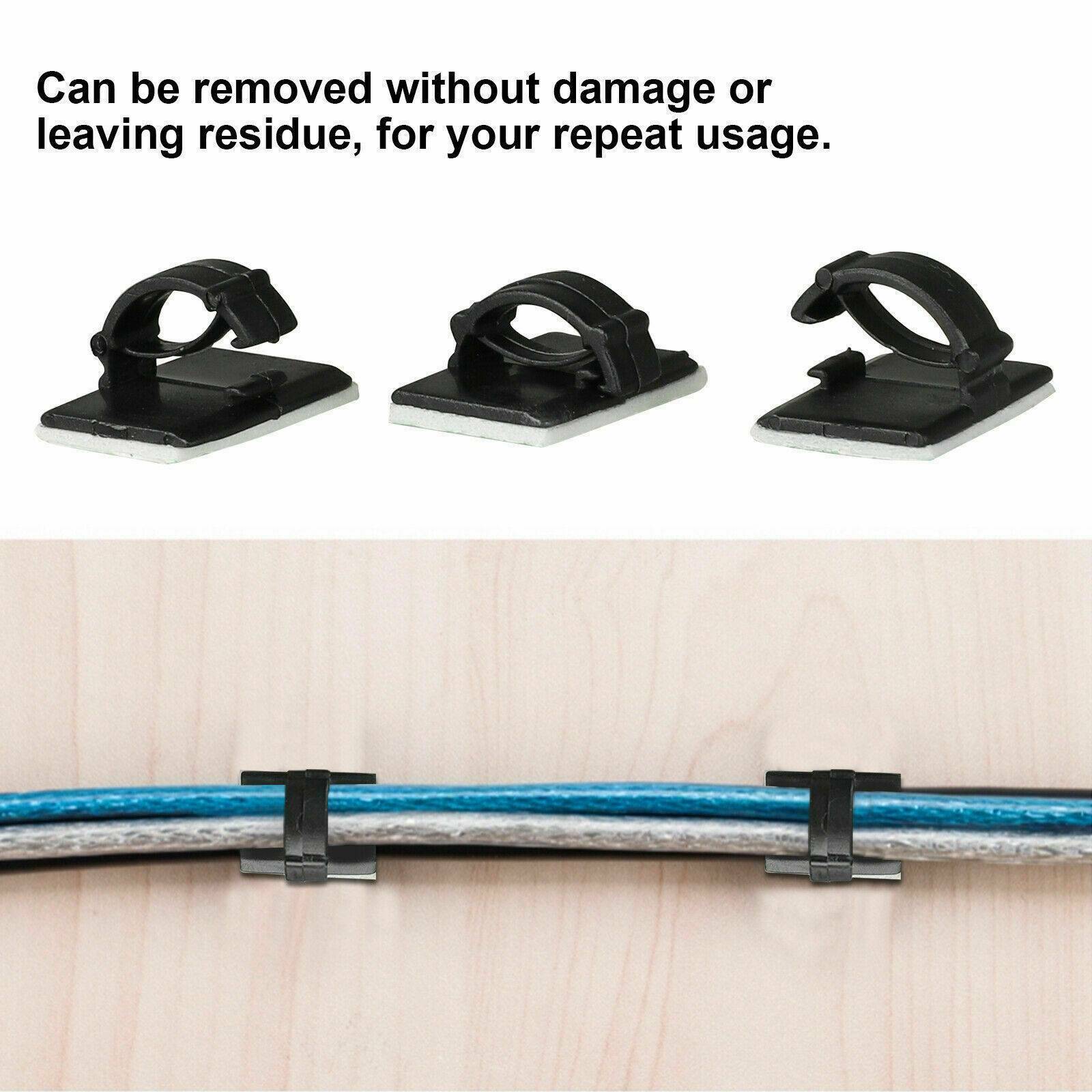 30pcs Self-Adhesive Cable Car Wire Clips Ties Plastic Rectangle Cable Holder New
