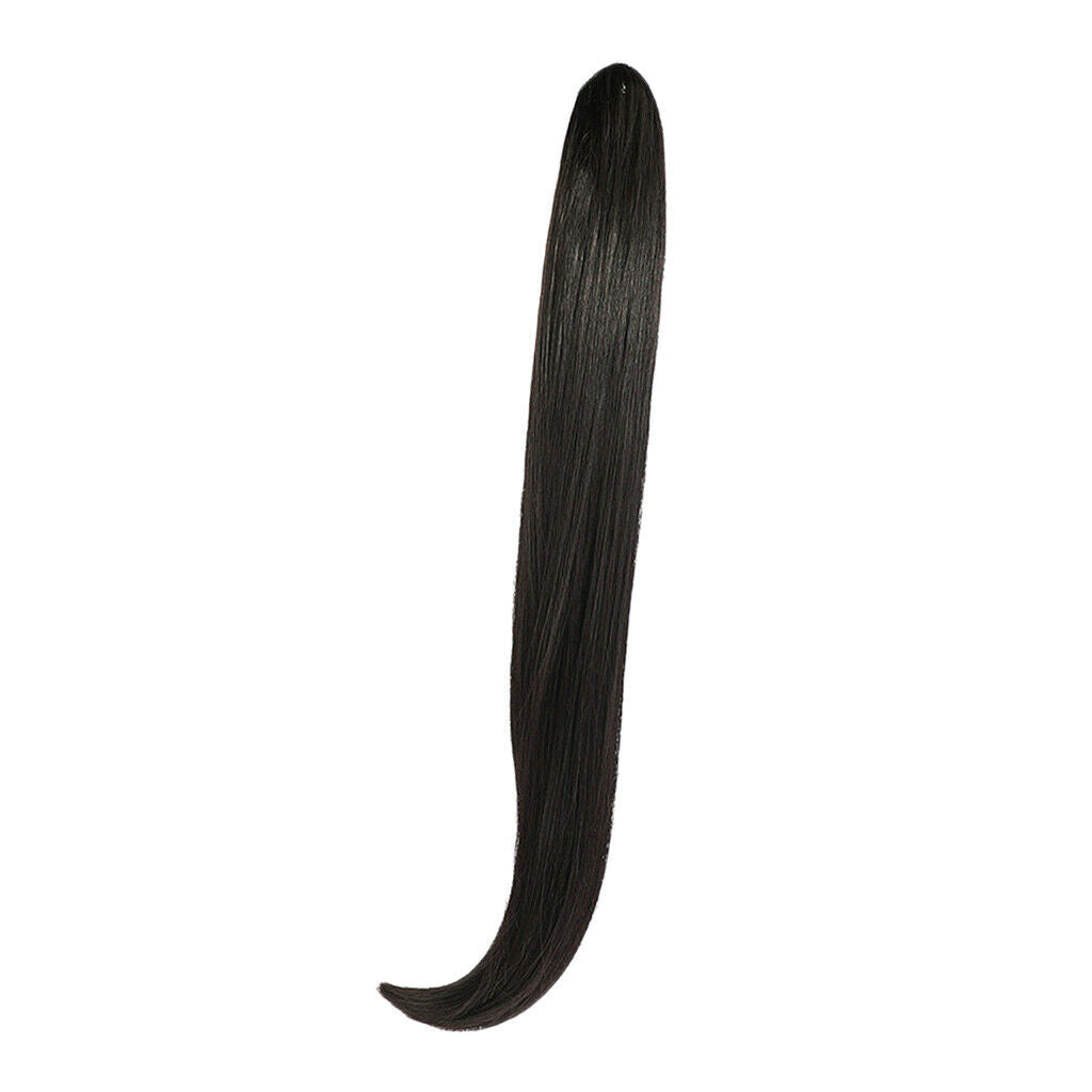 Women Long Synthetic Ponytail Clip in Hair Extension Hairpiece Black 62cm