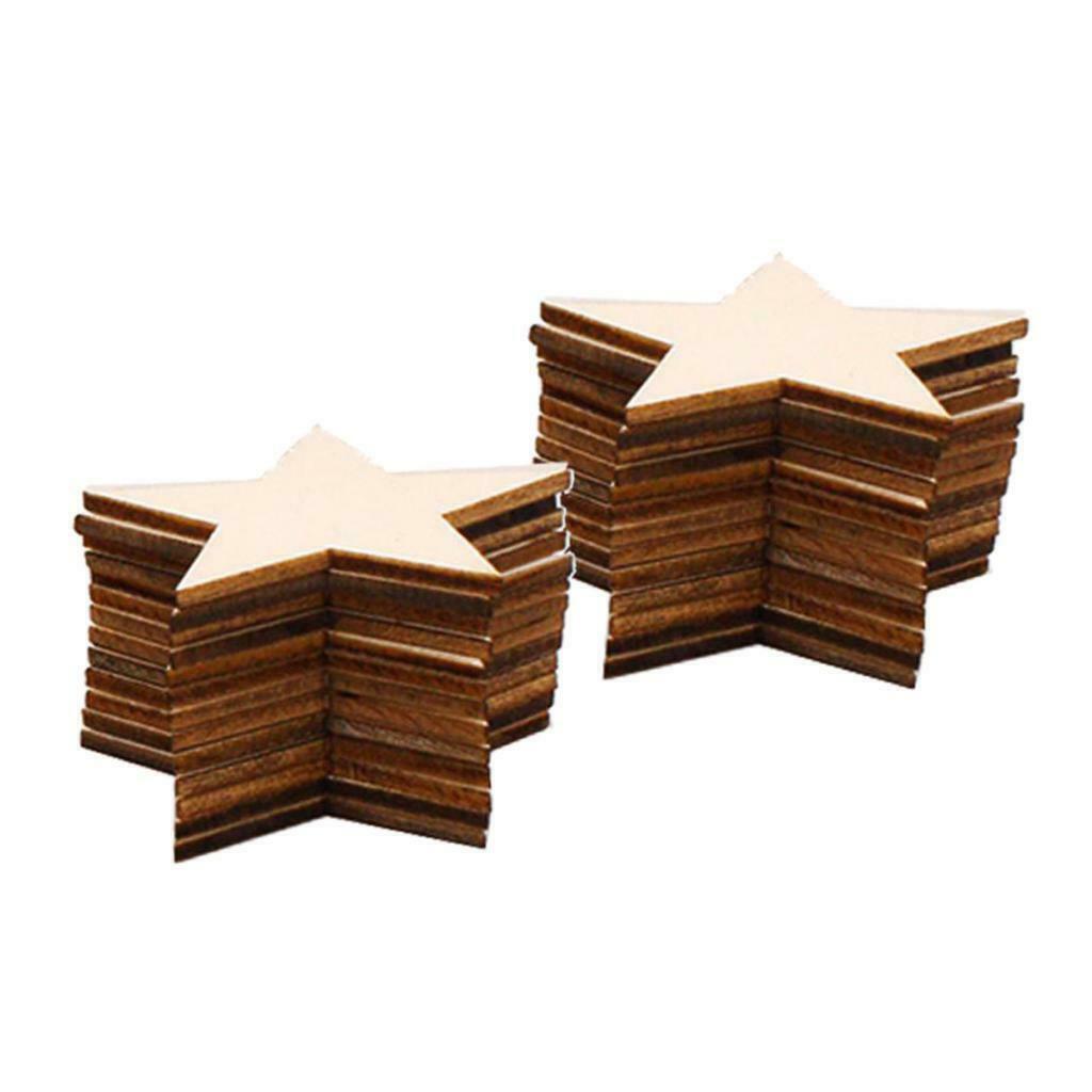 25 Star Shape Wood Piece Slices Art Christmas Tree