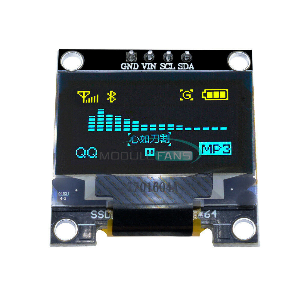 0.96" 128X64 OLED I2C IIC Serial Yellow Blue LCD LED Display Module for Arduino