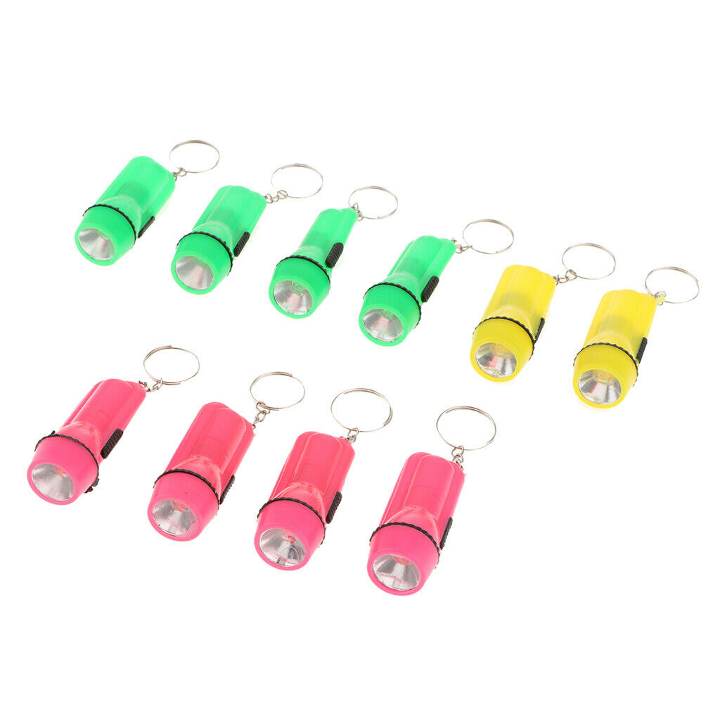 Cute LED Key Chain Mini Flashlight Shape Key Ring Holder 10 Pack Random
