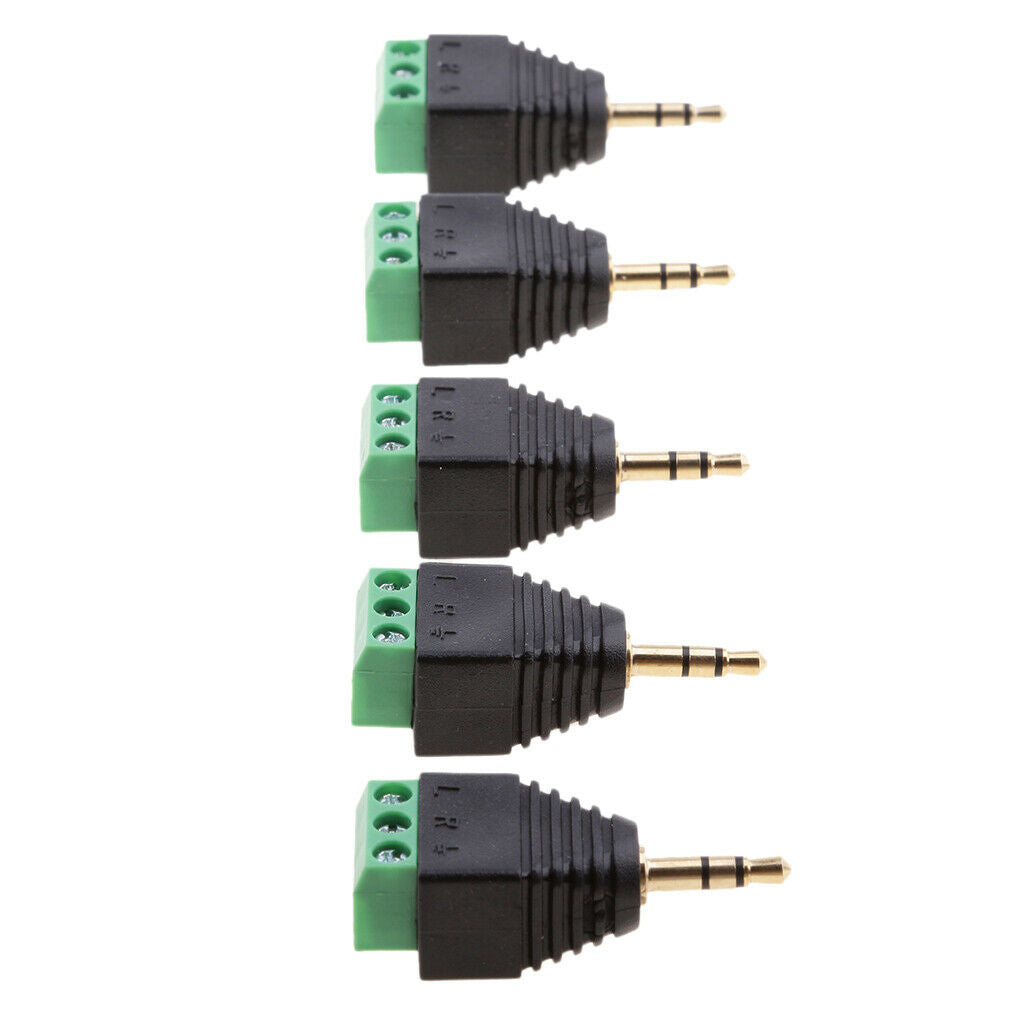 5x TRRS 3 Pole 3.5mm Screw Male to 3 Pin Female Balun Adapter for Earphone