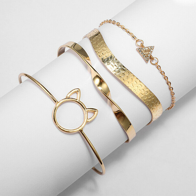 4Pcs/set Geometric Chain Bracelets for Women  Charm Bangles Fashion Jewel.l8