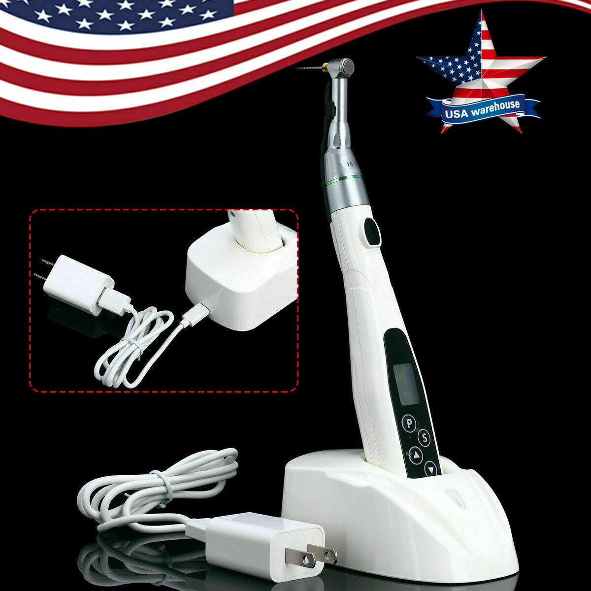 Dental Mini 16:1 Contra Angle LED Endo Motor Root Canal Treatment Wireless