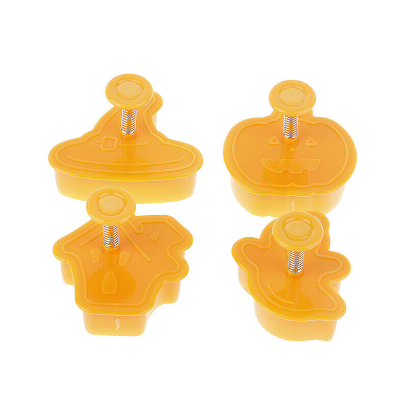Halloween Pumpkin Ghost Theme Plastic Cookie Cutter Plunger Cake Decora T.l8