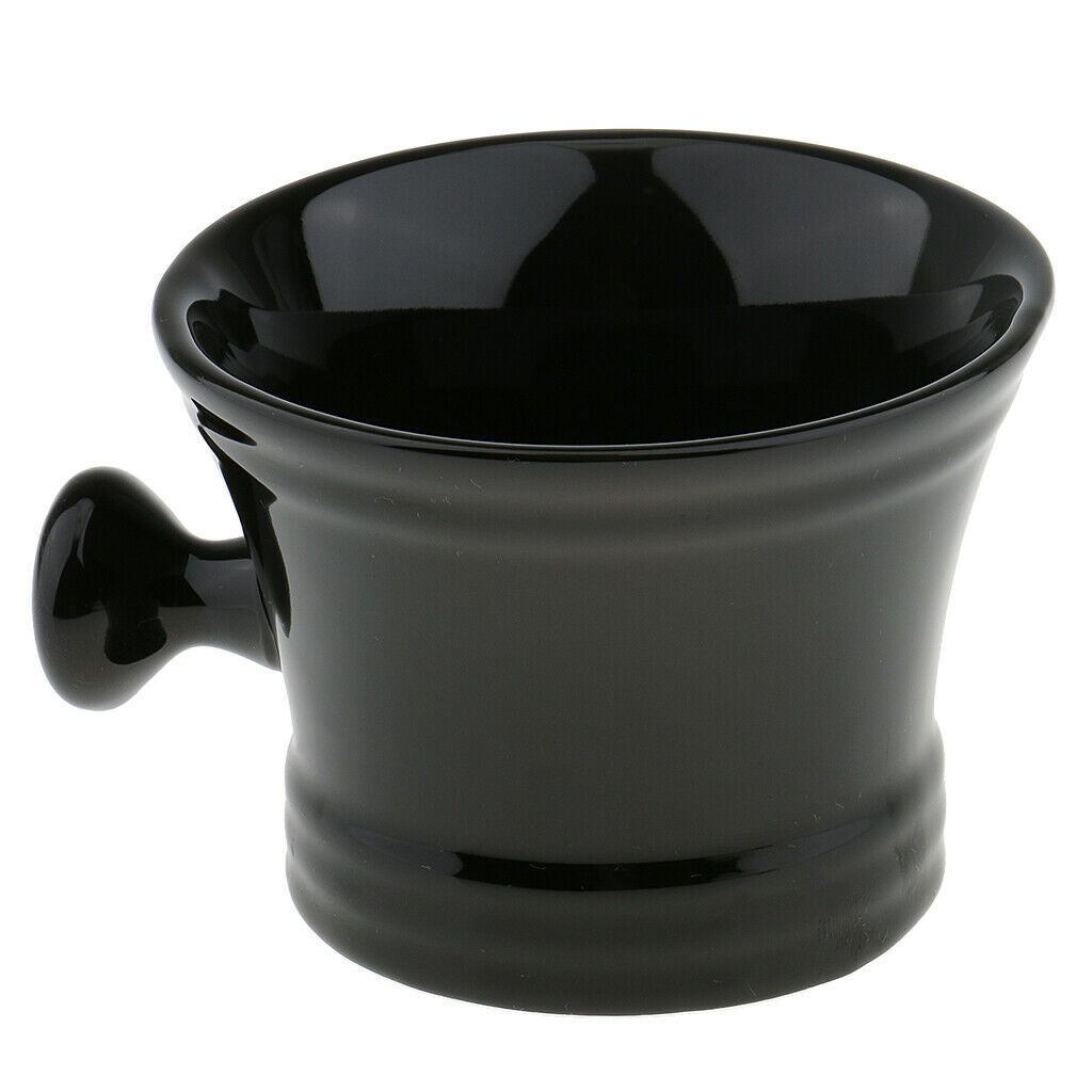 Black Ceramics Men's Shaving Mug Bowl Barber Beard Shave Brush Soap Mug Cup