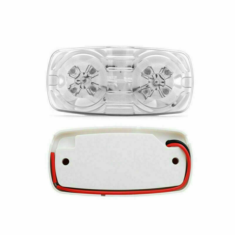 4 Trailer Marker LED Light Double Bullseye 10 Diodes Clearance Lamp White 12/24V