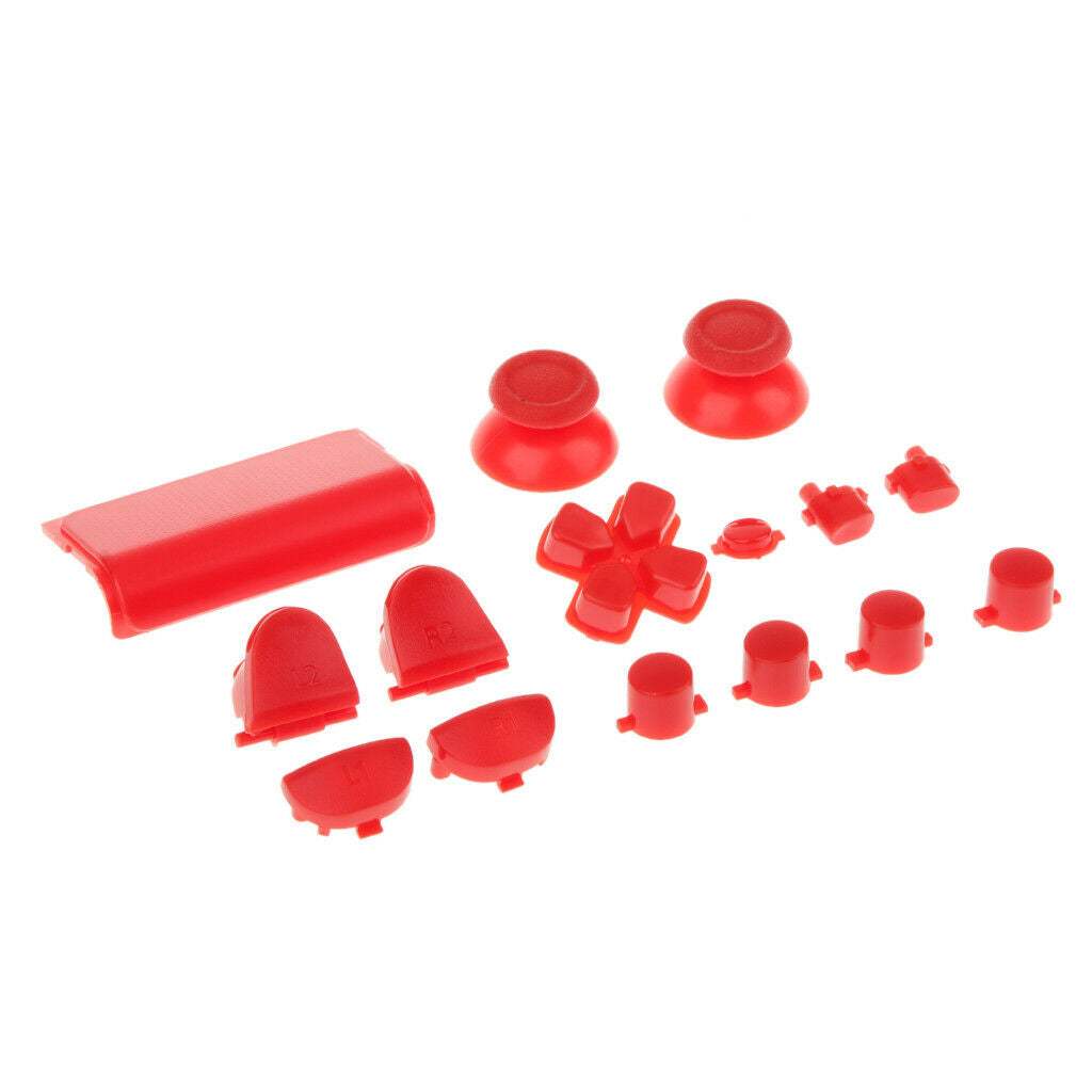 2 Set L2 R2 L1 R1 Grip Caps Buttons Mod for Sony PS4 Controller White+Red