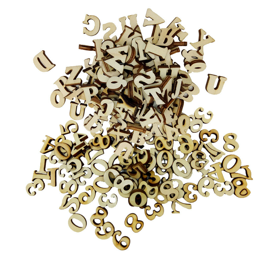 200pcs Natural Wooden Alphabet Letters Arabic Numbers Pieces for Crafts DIY