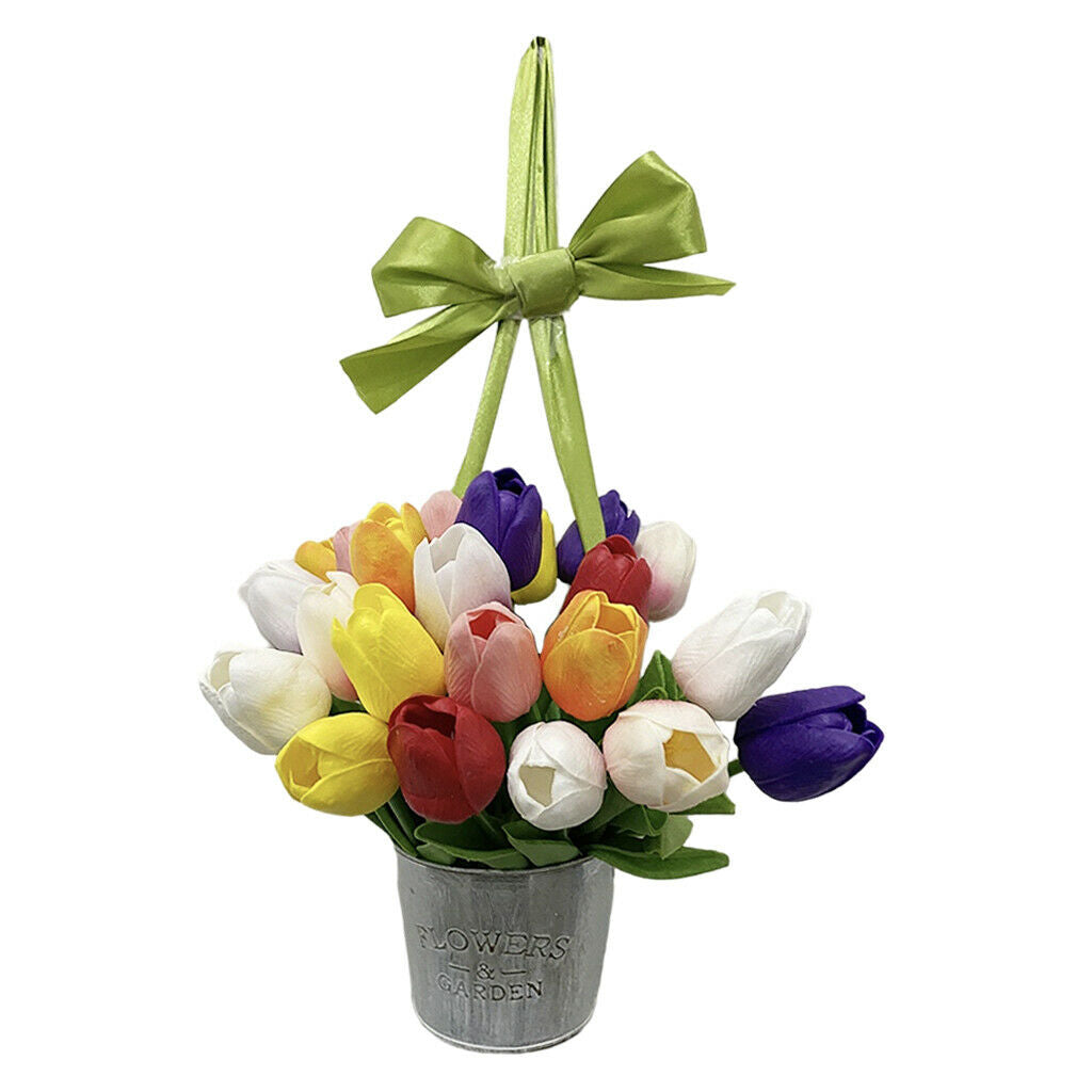 Tulip Bucket Wreaths for Front Door Wall Party Mother's Day Home Decor