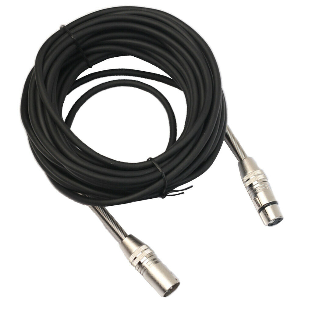 3 Pin Audio Extension XLR Male to Female Microphone Lead Cable Black 10m