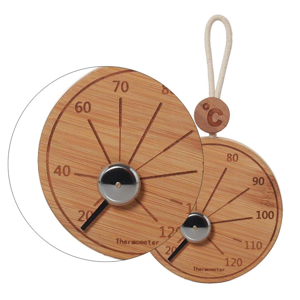 4" Bamboo Hanging Sauna Thermometer Hygrometer Celsius Meter Household