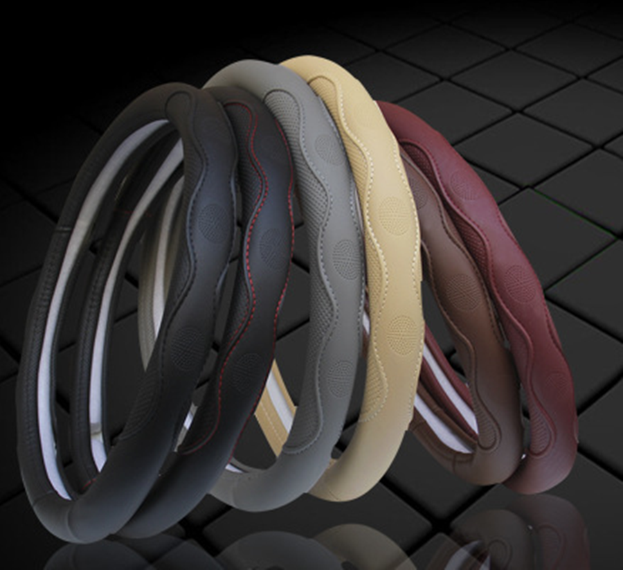 Durable PU Leather Embossed  Car Steering Wheel Cover Non-slip for All Season