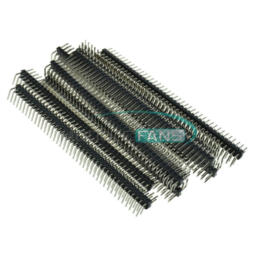 20PCS 2 x 40 Pin 2.54mm Male Double Row Right Angle Pin Header Strip