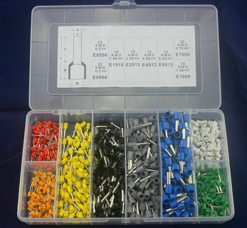 800 Wire Copper Crimp Connector Insulated Cord Pin End Terminal AWG 22 to 10