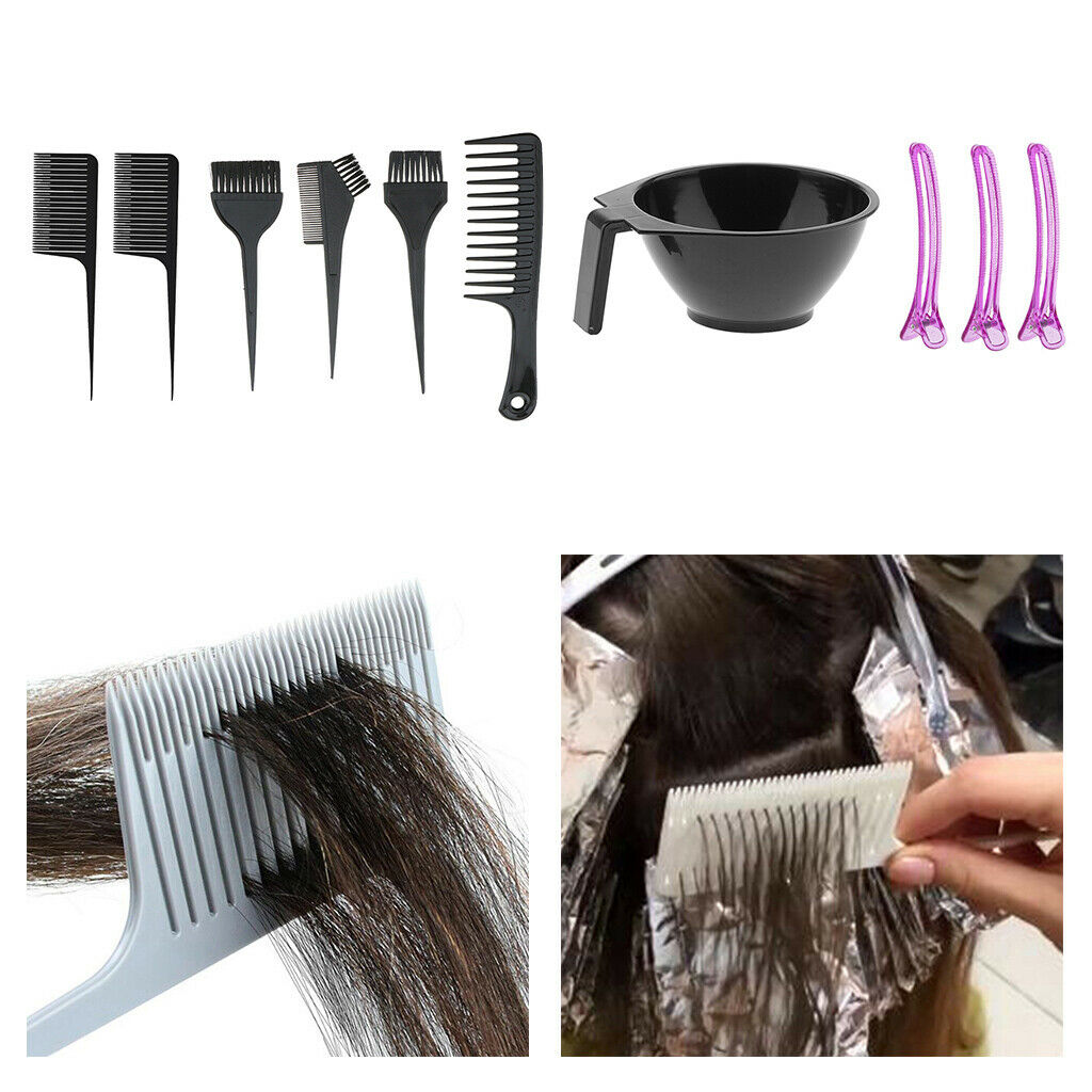 Hair Coloring Brush Mixing Bowl Clip Set Dyeing Kit Salon Hairdressing Comb