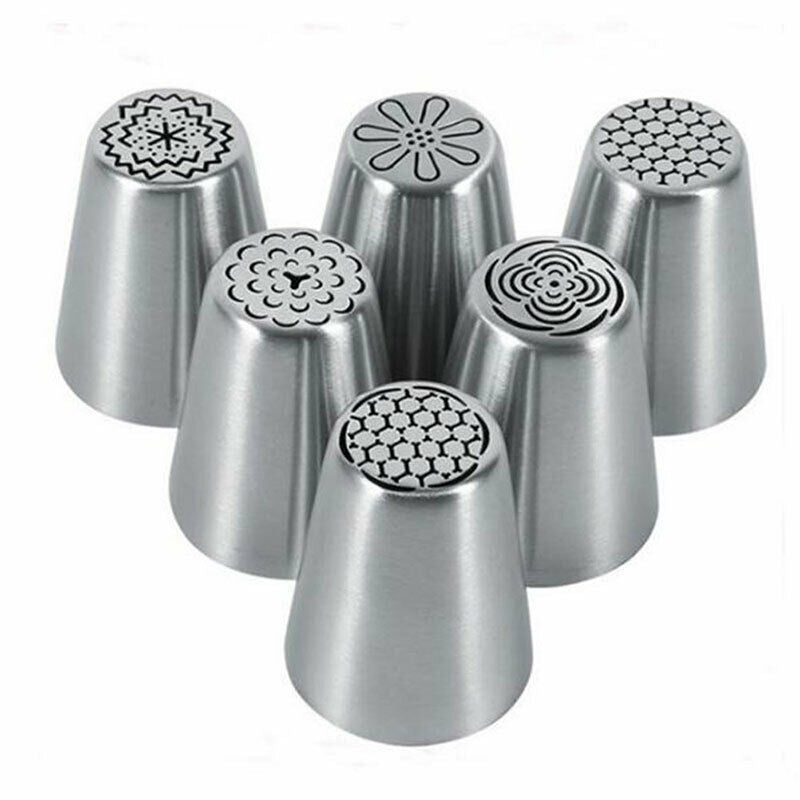 6Pcs/Set Russian Tulip Icing Piping Nozzles Stainless Steel Pastry Cake T.l8