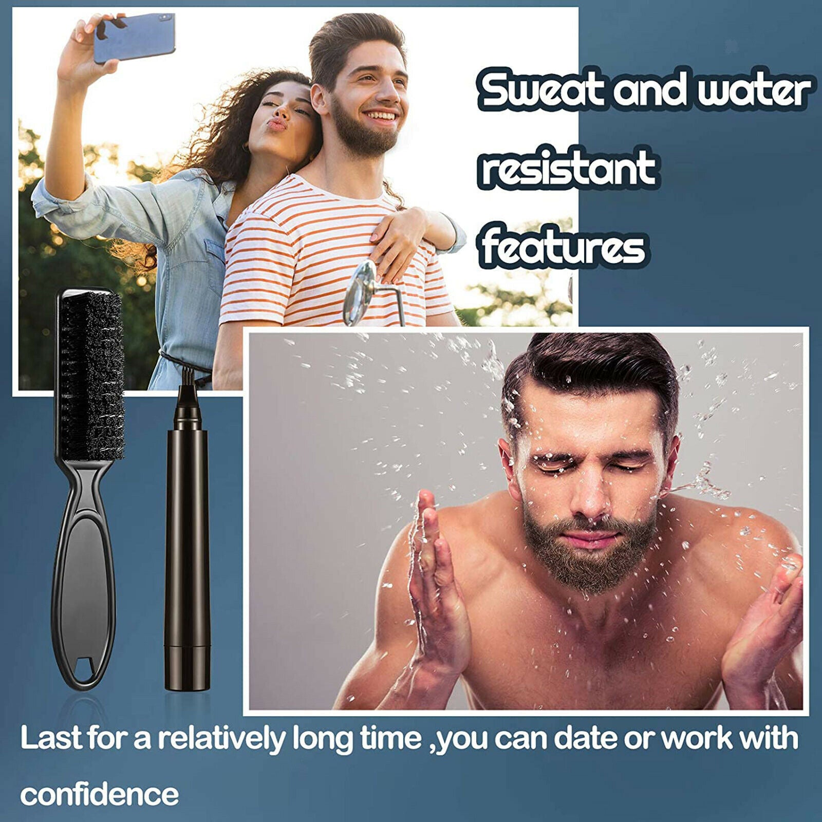 Beard For Men Male Mustache Repair Shape Sweat Proof Solution dark brown