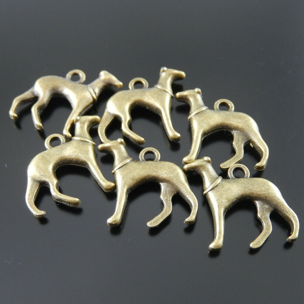 10 PCS Retro Bronze Pet Dog Charm Animal Alloy Pendant Jewelry Crafting 23x19mm