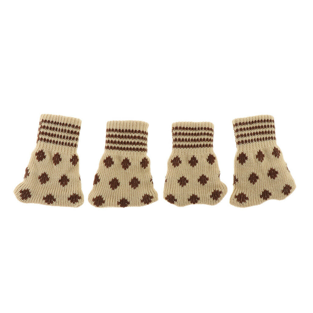4pcs Knitted Furniture Feet Socks Chair Leg Floor Protector Covers Dots