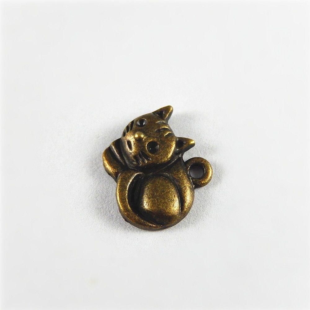 60 pcs Antiqued Bronze Little Cat Charm Alloy Pendant Dangle DIY Craft 14x13x2mm