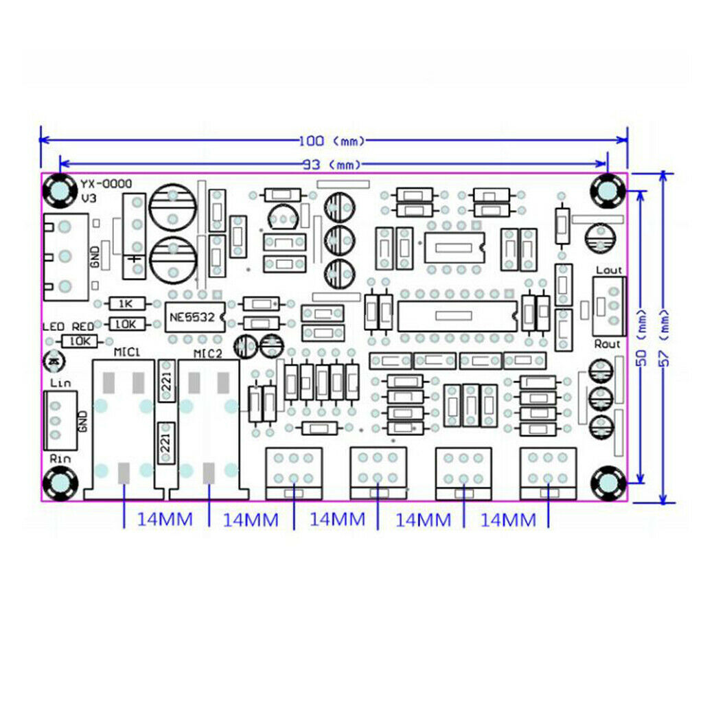 YX-1979 Karaoke Microphone Module Board Electrode Supplies Set 100x57mm