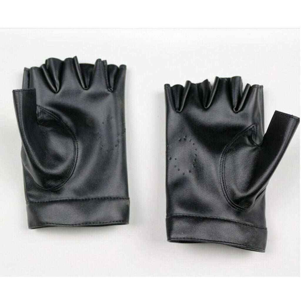 1 Pair Fingerless Gloves Women's PU Leather Mitten Punk Rock Driving Gloves