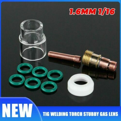 1/16 TIG Torch Stubby Gas Lens #12 Pyrex Cup Kit 1.6mm Fit WP-17/18A Accessories
