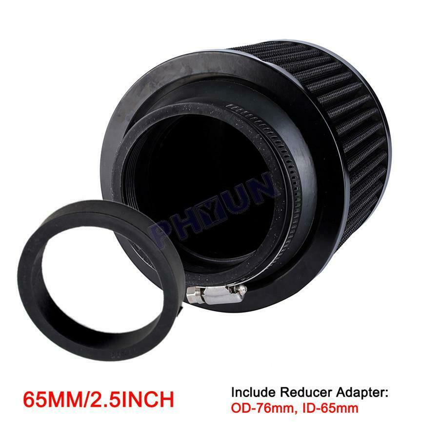 Motorcycle Scooter ATV 2.5'' Black Air Intake Filter Rubber Adapter Universal