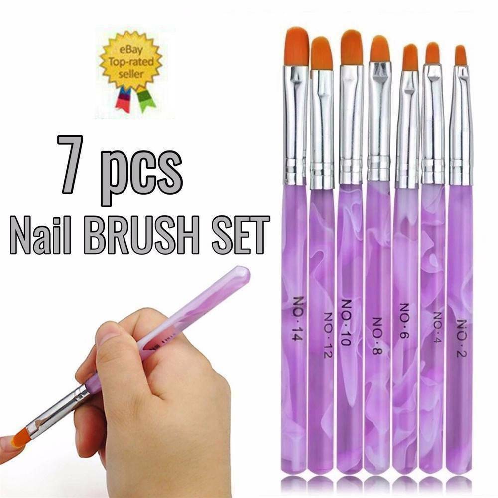 7Pcs Acrylic Nail Art Pen Tips UV Builder Gel Painting Nails Brush Manicure Set.