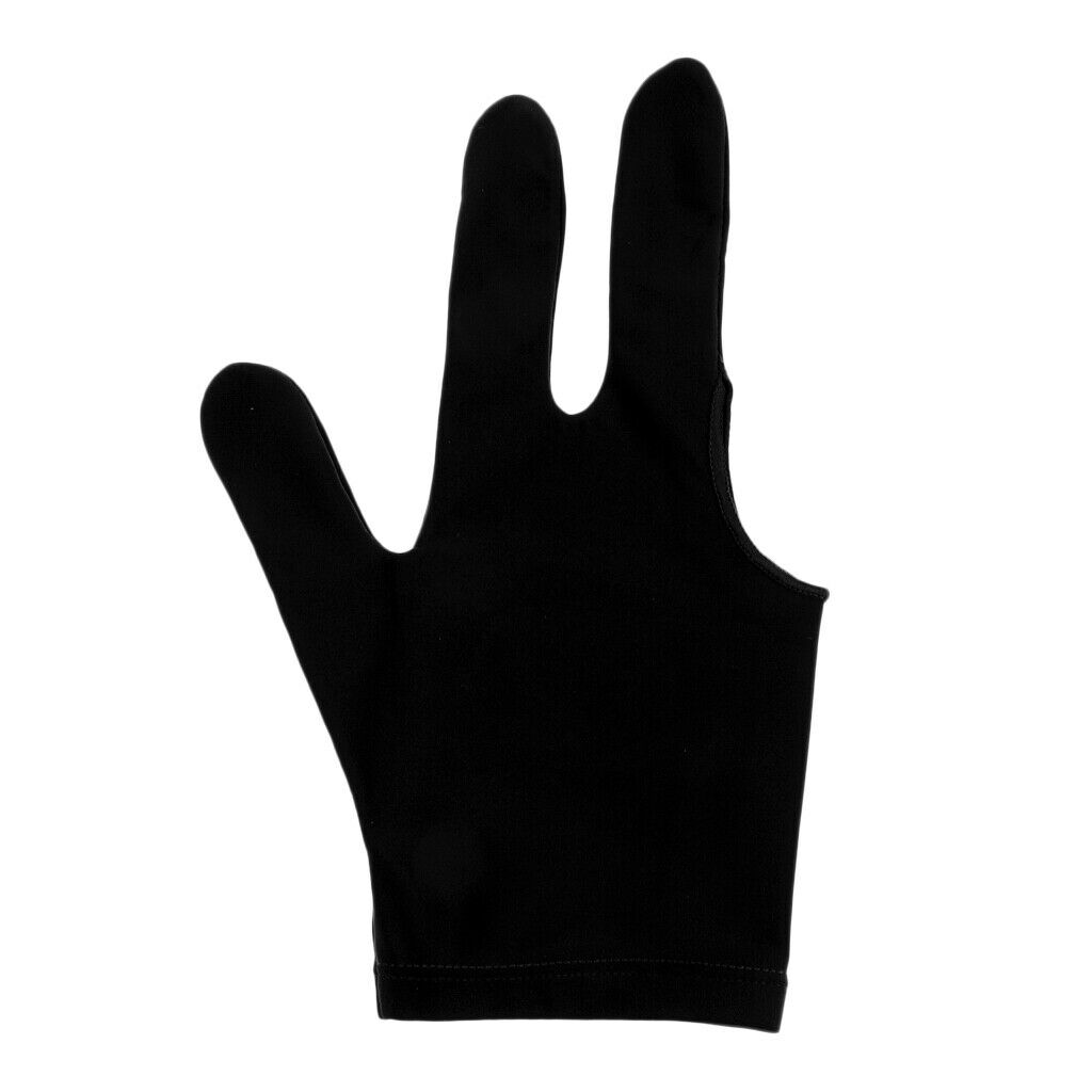 Spandex Snooker Billiard Pool Cue Glove Left Hand 3 Finger Accessory Black