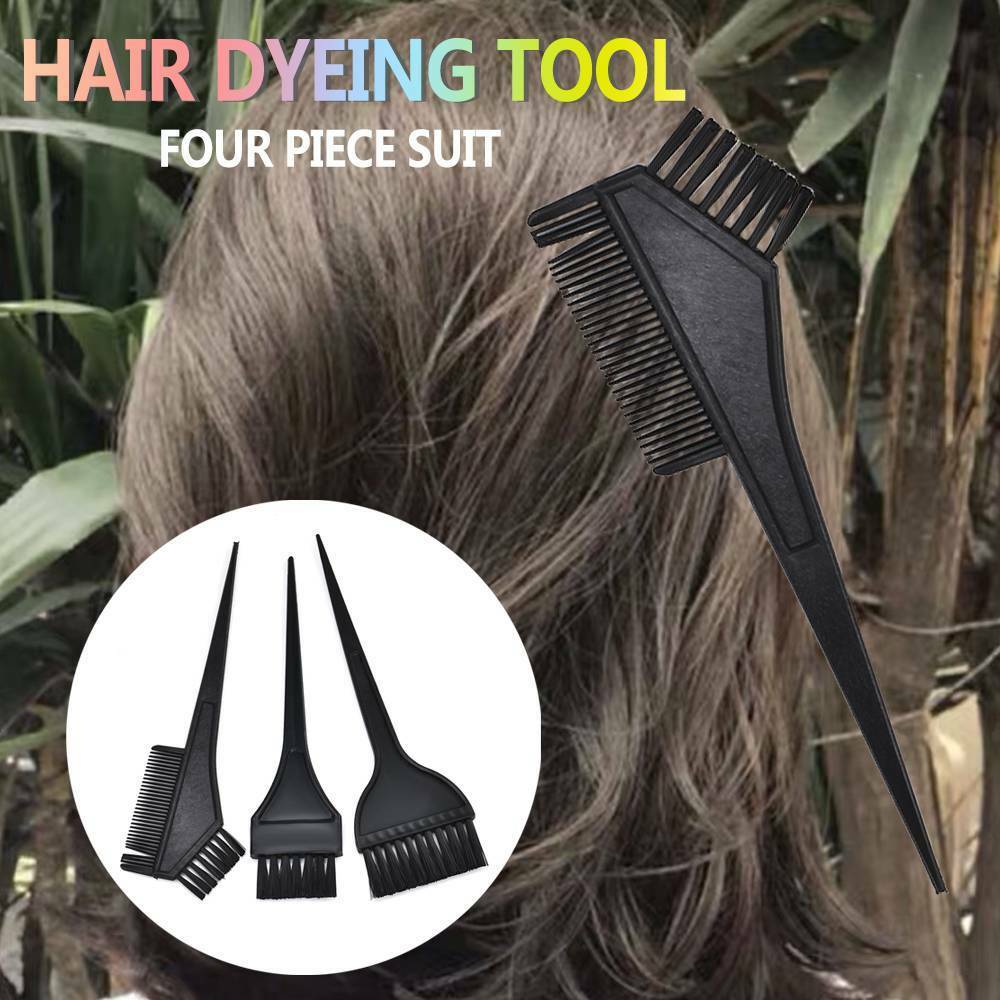 4Pcs  Hair Coloring Brush And Bowl Set Bleaching Dye Kit Salon Beauty Comb Tintï¼