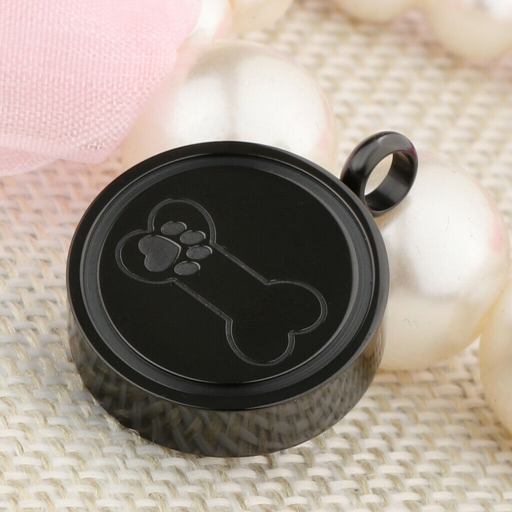 3 Pieces Stainless Steel Bone Paw Round Cremation Keepsake Urn Pendant DIY