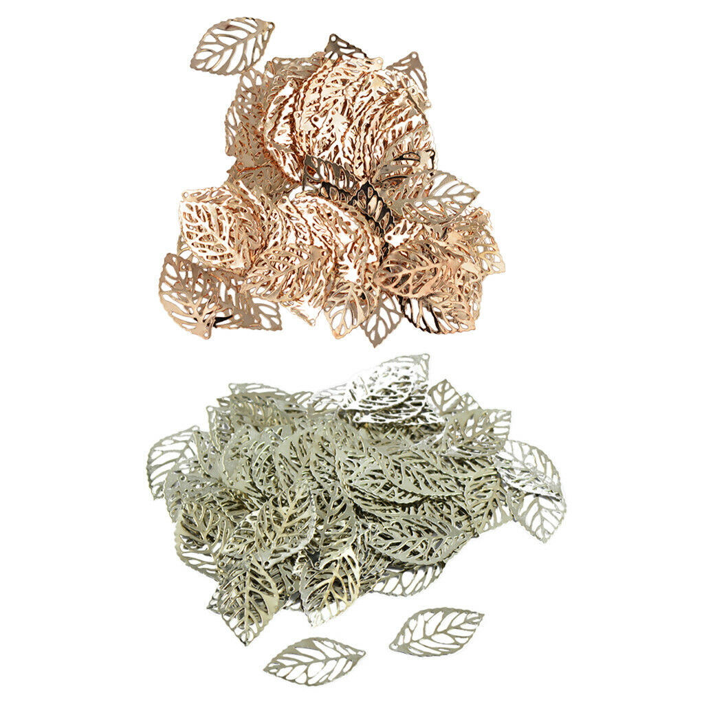 200pcs Metal Leaf Charms Pendants Jewellery Making Findings Handcrafted
