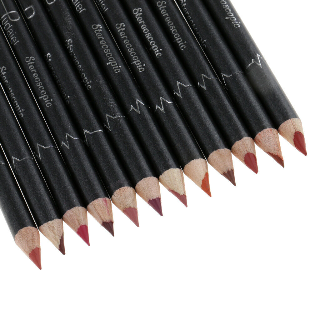 12 Colors Lip Pencils, Lip Pencils, Lip Liner with Lid, Long-lasting Matt