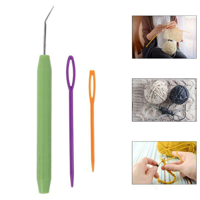 12 Pcs Knitting Crochet Loom Hook+24 Pcs Plastic Sewing Needles Craft Projects