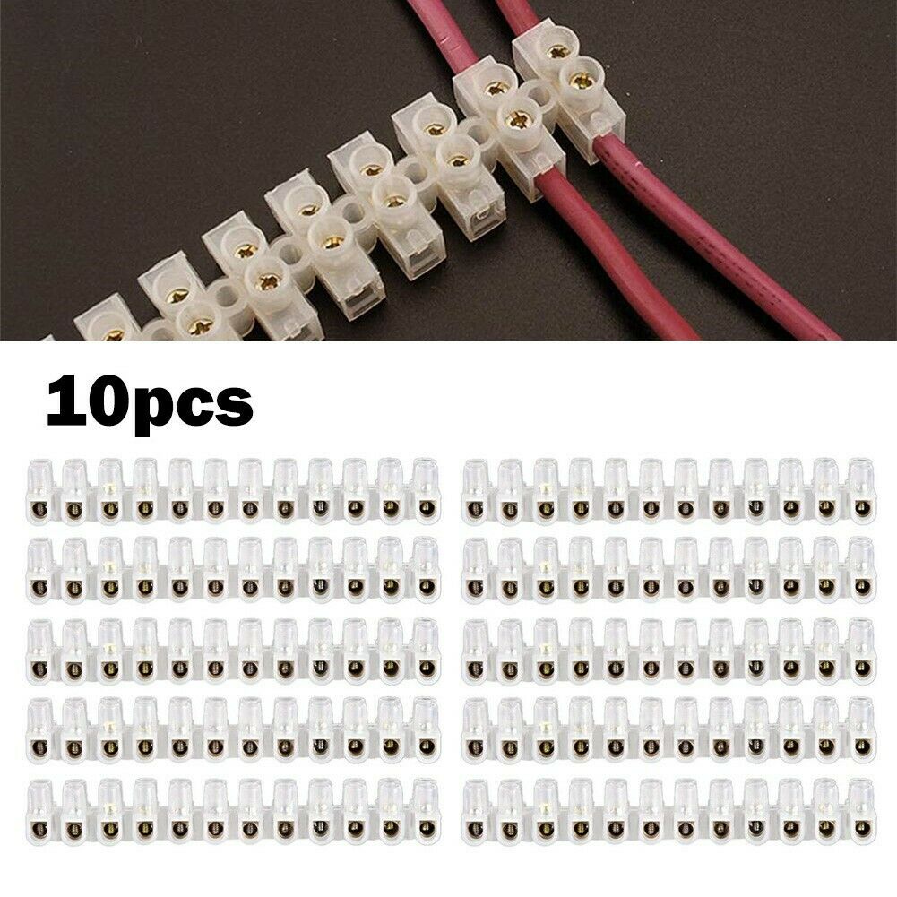 Dual Row 12 Positions Block Screw Barrier Terminal Strip Wire Connector Terminal