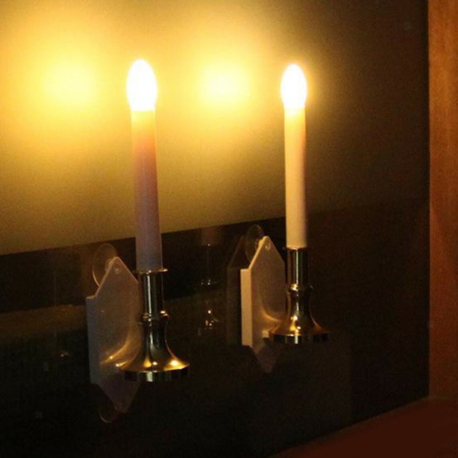 LED Flameless Taper Flickering Window Candle Lights Solar Home Yard Decor