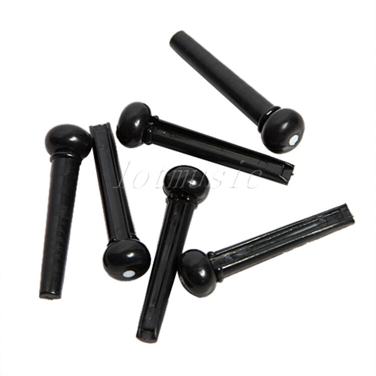 30 Pcs Acoustic Guitar Bridge Pins Black Guitar Parts Plastic Dot Inlay