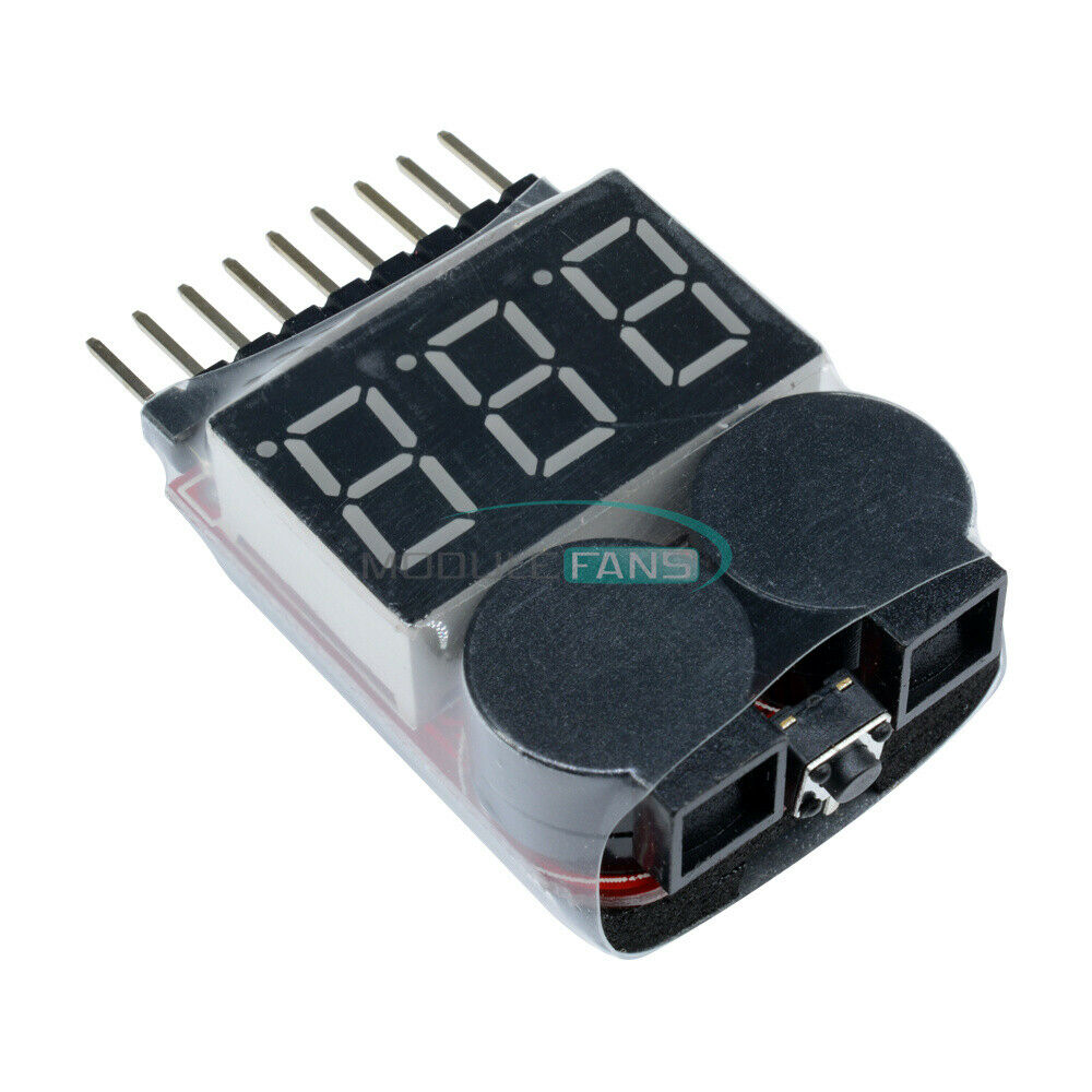1-8S Lipo/Li-ion/Fe Battery Low Voltage Meter Tester LED Buzzer Alarm