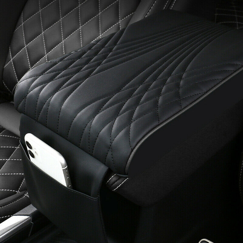 Car SUV PU Leather Center Console Elbow Support Rest Armrest Pad Pocket Heighten