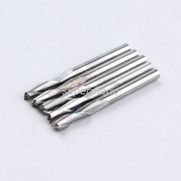 10x 1/8'' Carbide CNC Double/Two Flute Spiral Router Bits End Mill 22mm
