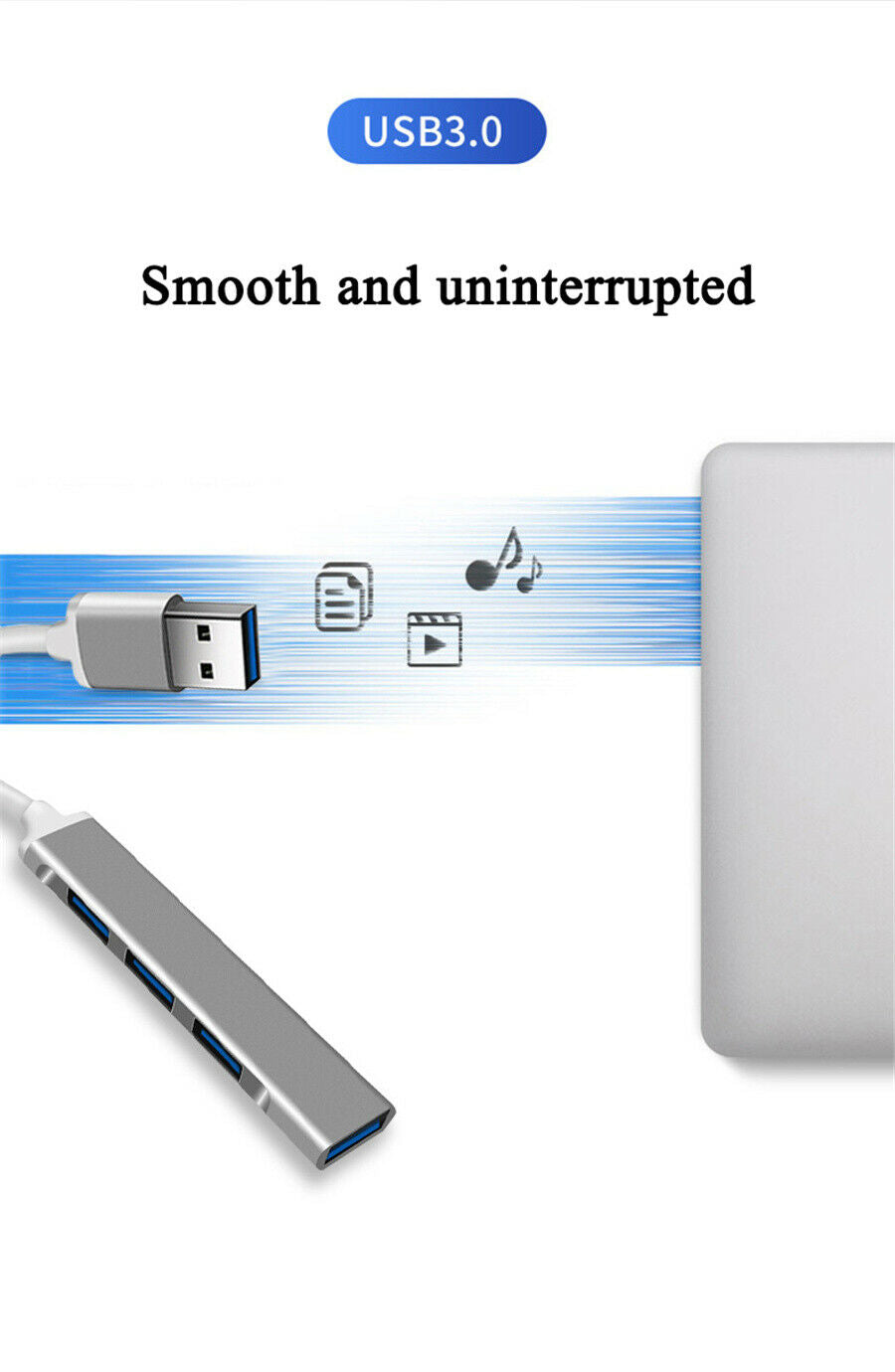 1 Set Anti-scratch High Transmission Rate Gray USB 3.0 Computer Automobile Hub