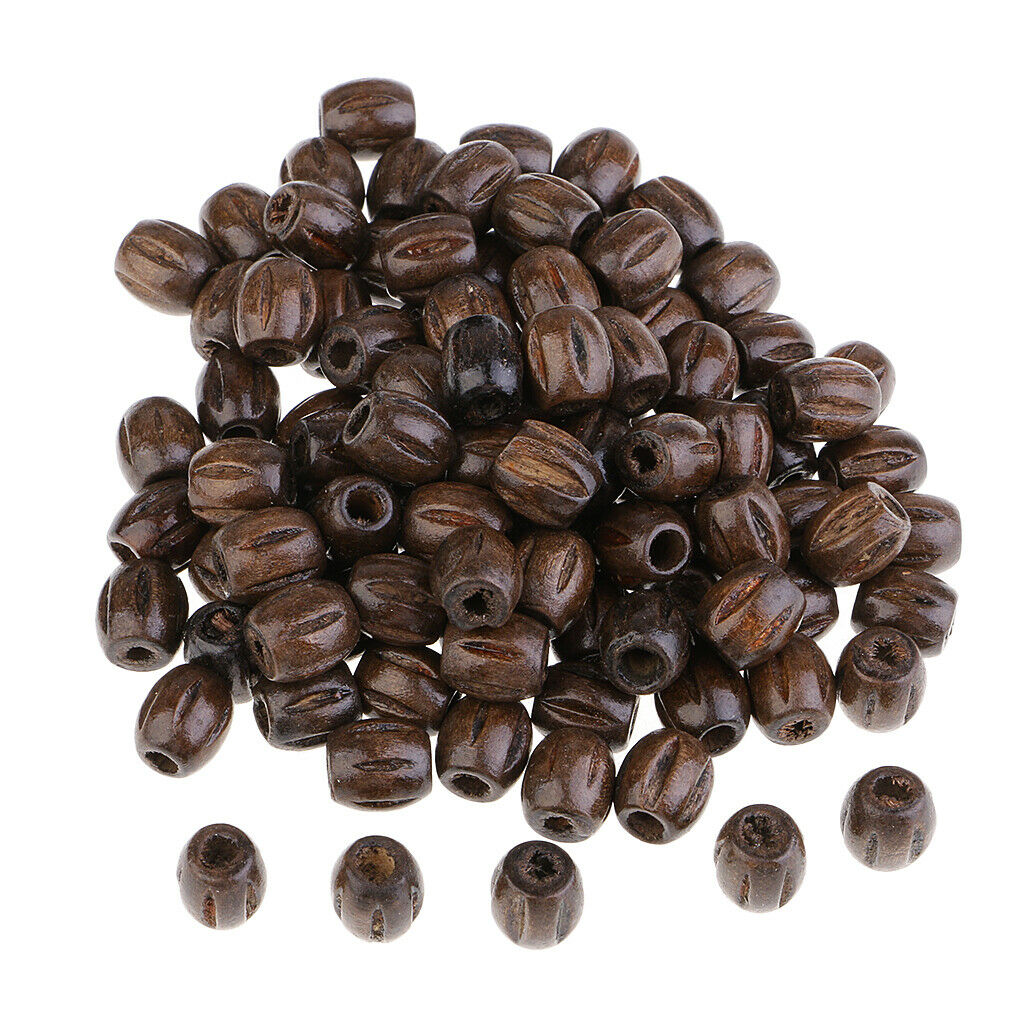50x Carved Wooden Oval Beads Spacer Loose Bead for Jewelry Making Bracelets